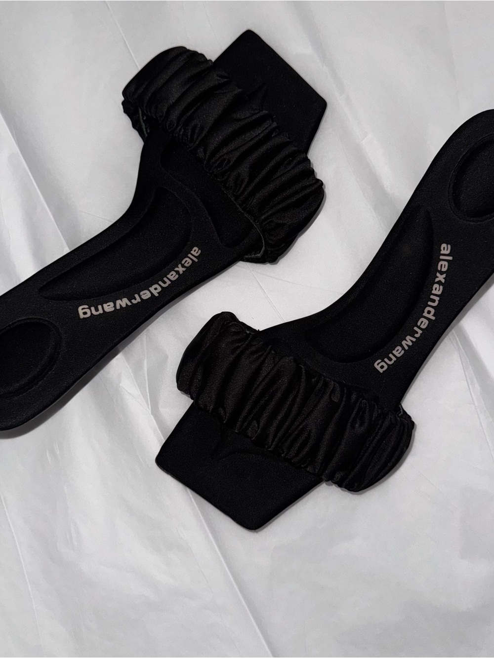 Alexander Wang Jessie Scrunchie kitten heel black sandals very good condition